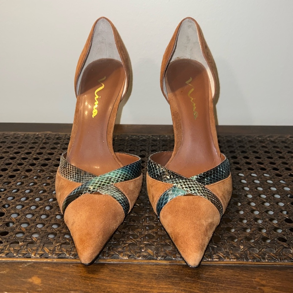 Vintage Nina Genuine Suede Leather Snake Heels